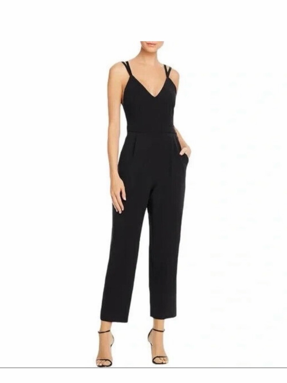 French Connection NAVY BLUE V-Neck Strappy Jumpsuit- XS US 4